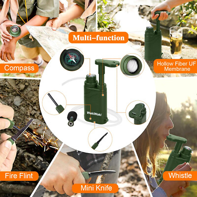 Hand Pump Water Purifier Survival Gear 4-Stage Portable Water Filter Survival