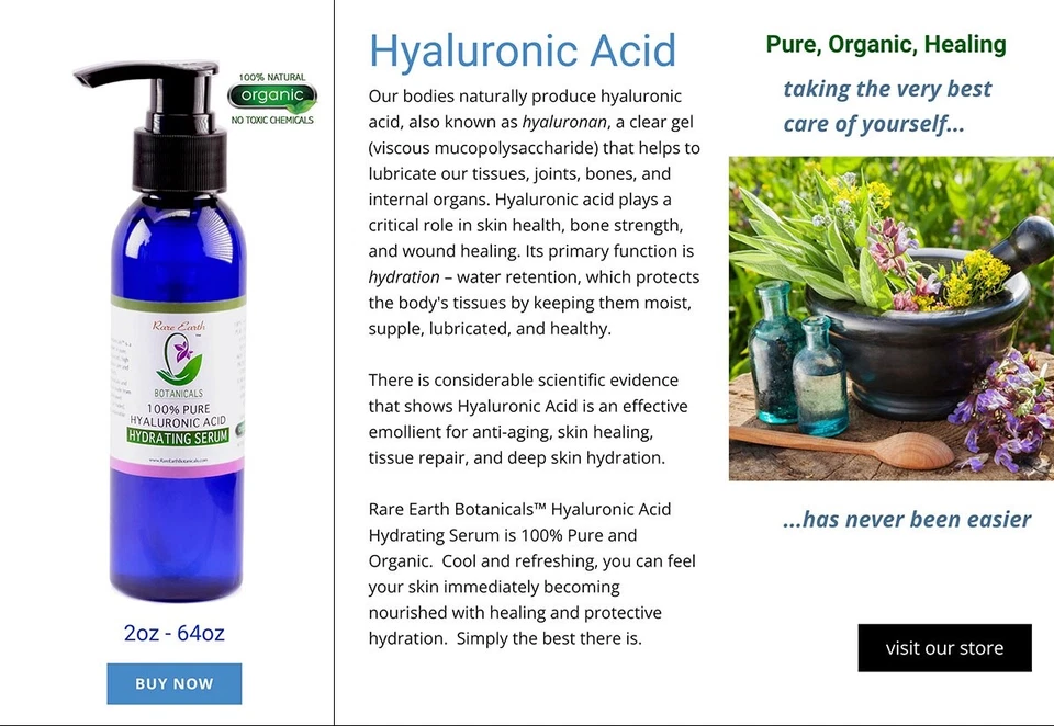 HYALURONIC ACID Serum 100% Pure Organic Anti Aging Wrinkles Fine Lines 16 oz - Image 2 of 4