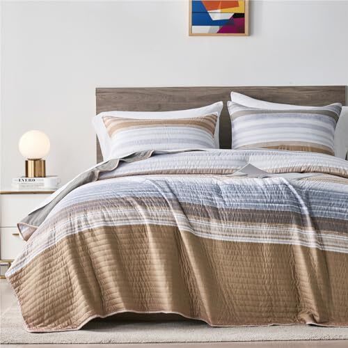 Full/Queen Quilt Bedding Set, White Grey and Full/Queen(3Piece Set