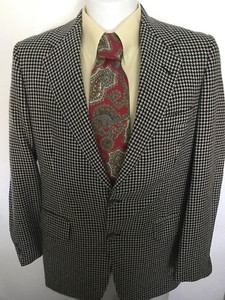 sz-40-Saks-Fifth-Avenue-100-Cashmere-2-Btn-Houndstooth-Sport-Coat-Blazer-Jacket