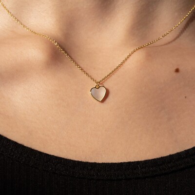Gold Heart Mother of Pearl Women Necklace Fresh Pearl Minimalist