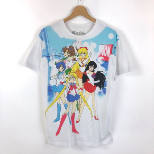 Vintage Sailor Moon T-Shirt Pretty Guardian Toei Animation White Men's S Cotton - Picture 7 of 24