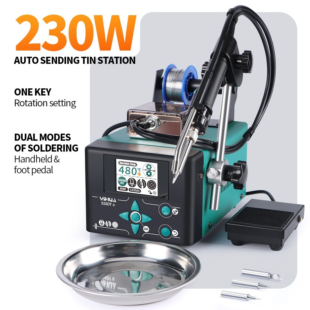YIHUA 928DT-II 230W Auto Sending Tin Soldering Iron Station Digital Solder Tool. Available Now for $149.99