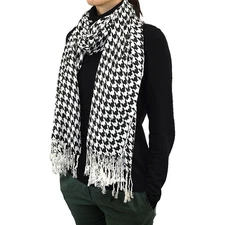 72" Black & White Animal Print Cashmere Long Scarf Leopard Zebra Houndstooth