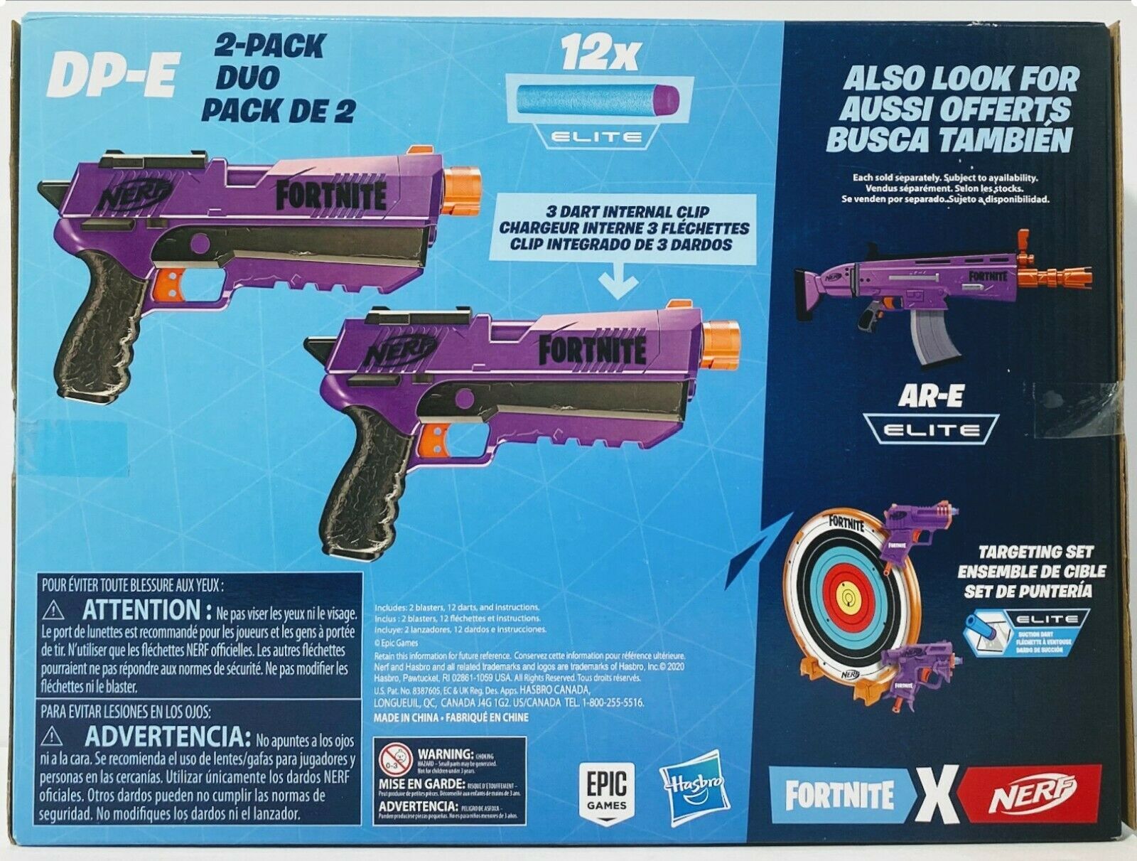 NERF Fortnite DP-E Exclusive Dart Blaster Toy Dual 3-Dart Blasting