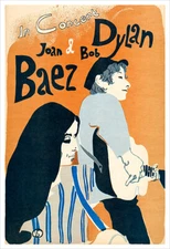 Bob Dylan and Joan Baez vintage concert poster reprint