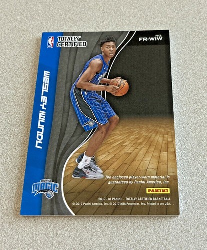 2017-18 Panini Totally Certified Fabric Gold #FR-WIW Wesley Iwundu Magic 1/10 - Picture 2 of 2