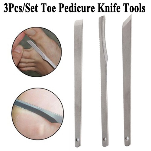 3Pcs Stainless Steel Nail Toe Pedicure Knife Tools For Ingrown Callus Cuticle - Picture 3 of 7