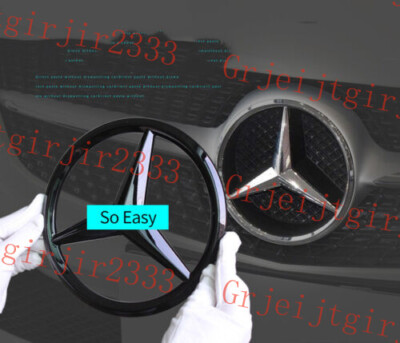 18.5CM Glossy Black Front Grille Emblem Star Badge For A B C E GLA GLB GLK GL ML