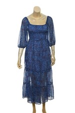 Urban Outfitters Odila Dress S 4 Women's Casual Printed Smocked Midi NEW 38126