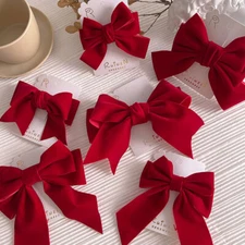 Women Girls Long Ribbon Ponytail Hair Clip Big Bow Hair Claw Hair Accessories  ❶