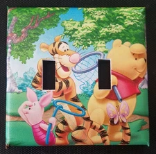WINNIE THE POOH DOUBLE LIGHT SWITCH COVER; ADORABLE! -FREE SHIPPING