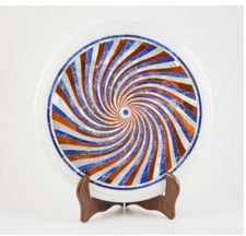 15" Round Marble Table top Floral Inlay Art semi precious stones Art work 