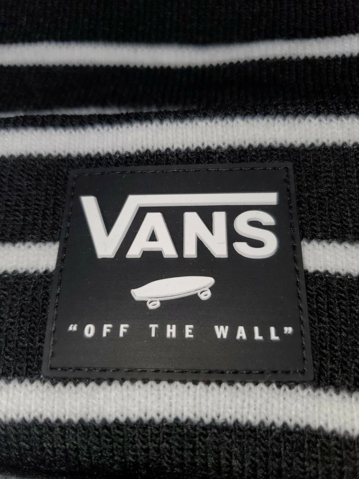 VANS BREAKIN GORRO TEJIDO TOQUE DE QUEDA PUÑO SOMBRERO ADULTO NEGRO BLANCO VN0A5GUV2UC MUJER Foto 2 de 4