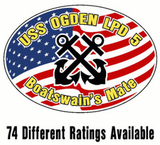 USS OGDEN LPD 5 Oval Decal / Sticker Military USN U S Navy S05A