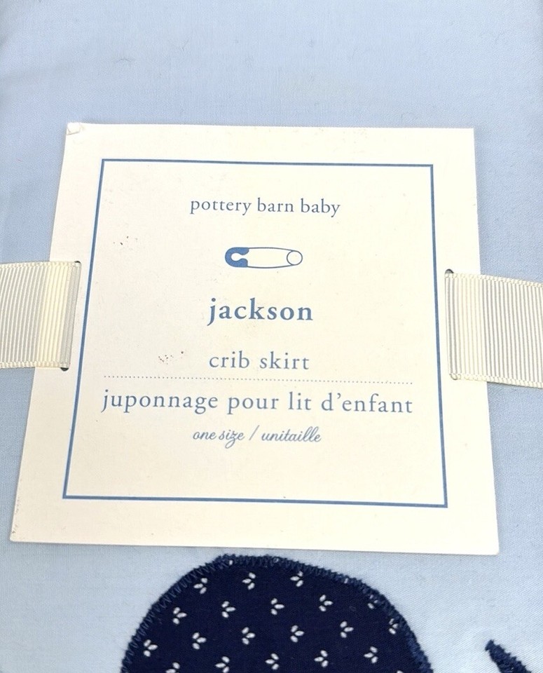 NWT Pottery Barn Kids Jackson Crib Bed Skirt Whales Fish Cotton Blue eBay