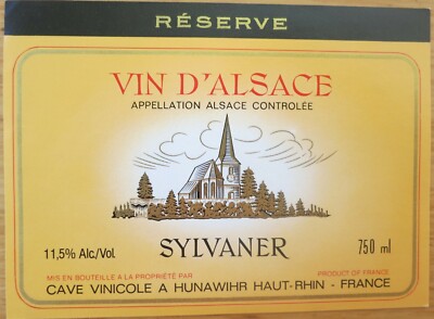 Wine label FRANCE SYLVANER Alsace Reser C Wineries at HUNAWIHR wine labels