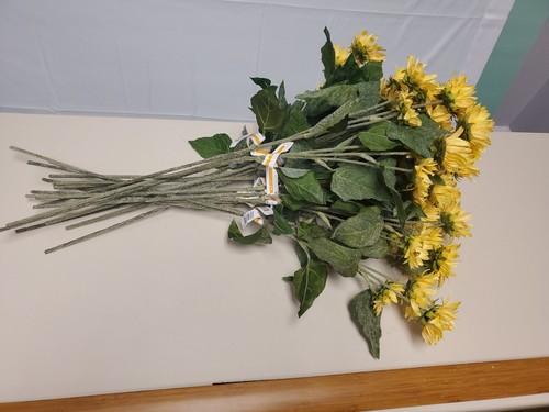SM Bloom Bright Yellow Sunflower Stem / Pick 29" High Autumn Fall Summer Floral - 第 11/12 張圖片