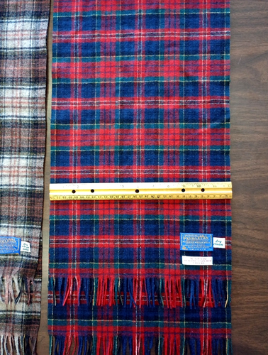 Pendleton Virgin Wool Scarf Adult Red Blue Brown Plaid Fringe Lot of two scarfs - Picture 10 of 11