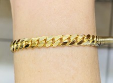 14K Sold Yellow Gold Cuban Miami Link Chain Bracelet 20.25GM8Inches 2.3x5.8mm 