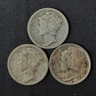1919 P D S Mercury 10c Set of Three