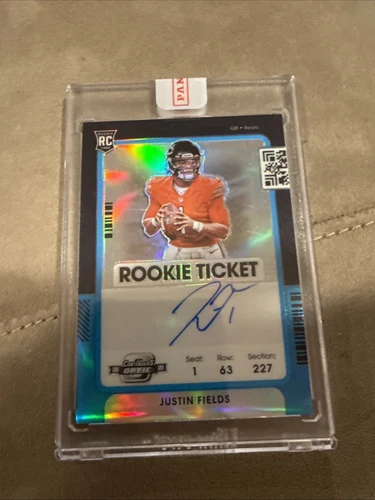 2021 PANINI CONTENDERS OPTIC AUTO-TEAL #108 JUSTIN FIELDS ROOKIE RC /75