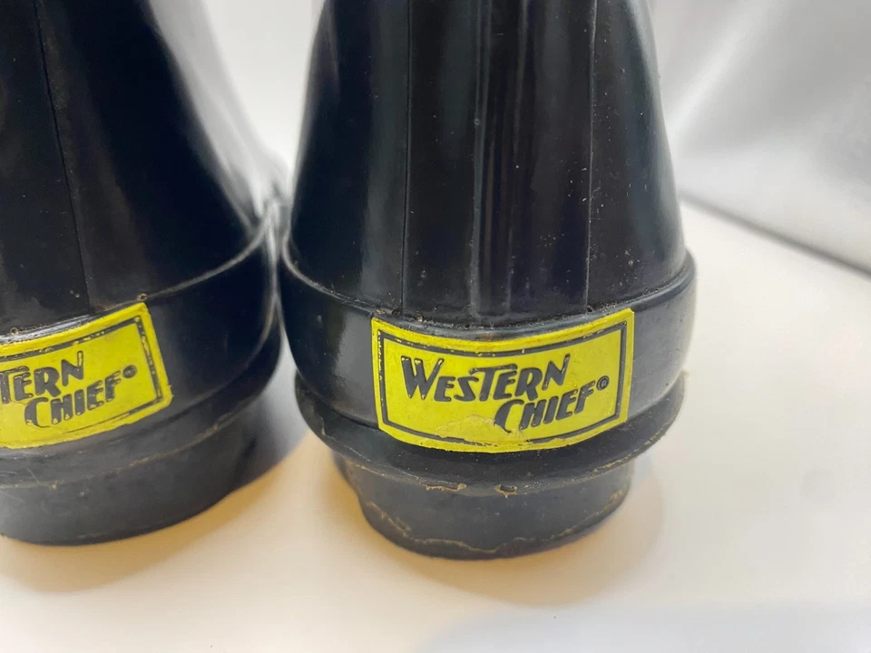 Western Chief Botas de lluvia negras brillantes niñas talla 13 lunares interior Foto 4 de 4