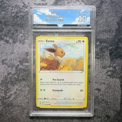 Eevee 125/203 2021 Pokemon Evolving Skies GetGraded 10 Art Label
