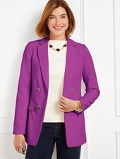 Talbots Women s Size 6 Purple Polyester Blend Double Breasted No Close Blazer