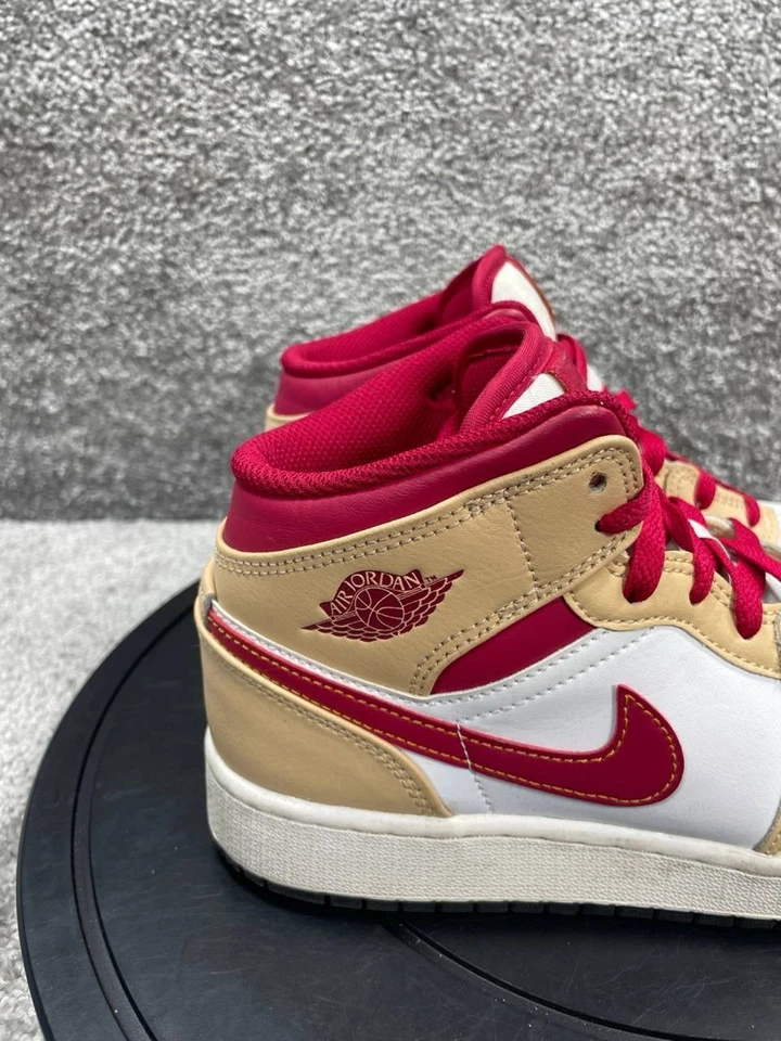 Nike Zapatos Niños Talla 5 Air Jordan 1 Media Luz Curry Blanco Tenis de Baloncesto Foto 3 de 4