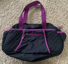 Gaiam Gym Duffle Bag Black/Purple Medium 19"x11"x7" Holds Yoga Mat/Water Bottle