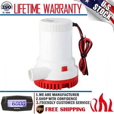 2000GPH Electric Boat Marine Bilge Submersible Plumbing Water Pump Houseboat 12V