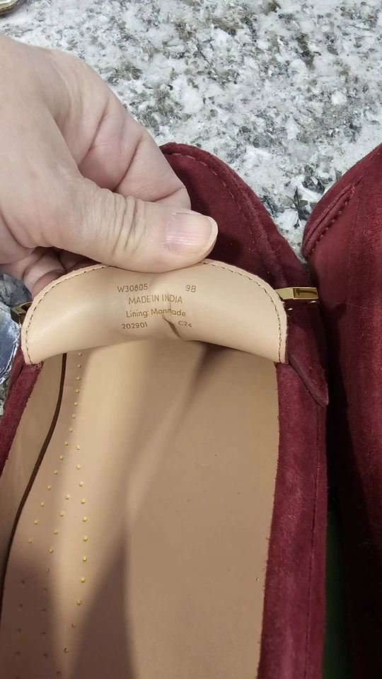 ✅ Cole Haan Mujer Talla 9 Gamuza Zapatos Planos Sin Cordones Mocasines de Conducción Informales Rojo Foto 3 de 4