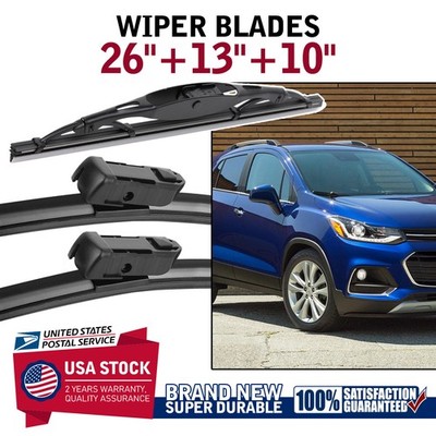 Top Lock Bracketless Windshield Wiper Blades Front+Rear Set of 26in+13in+10in