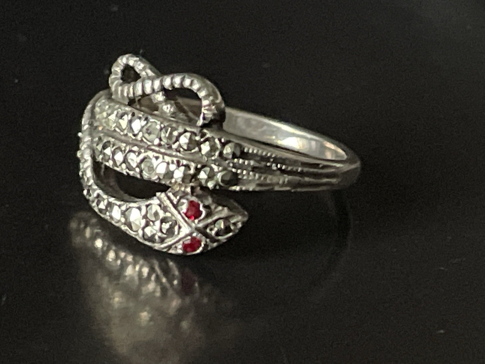 SOLID STERLING SILVER COILED SNAKE SERPENT COBRA … - image 1