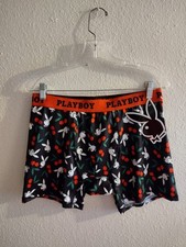 Men's Licensed Playboy Boxers Men's Large Black Boxer Cherry Print