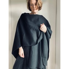 Vintage 90s Wool Cape/Wrap Classic Old Money MUlti Size Fit USA Black