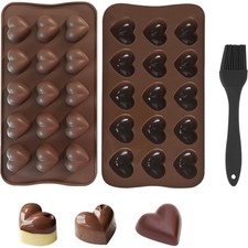 3 Stück Schokoladenform Silikon, Herzform 15 Mulden, Silikonform Pralinen Her...