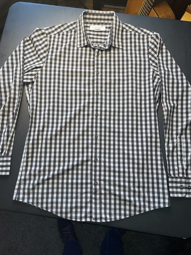 Mizzen + Main Herren Large Trim Fit schwarz/grau kariert Knopfleiste Langarm Hemd - Bild 6 von 15