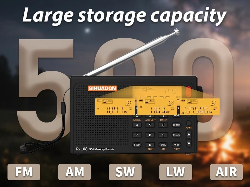 XHDATA R-108 Portable AM FM Stereo Radio LW/Shortwave/MW/AIR Band DSP Receiver - Image 4 of 4