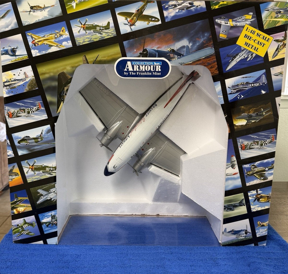 New Franklin Mint Armour Collection B11E373 1:48 Scale DC3-Braniff