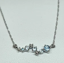 LC Lauren Conrad Beautiful 10K White Gold Sky Blue Topaz Diamond Necklace - 18"