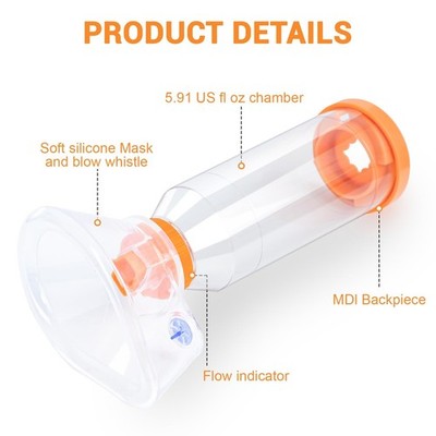 Inhaler Spacer - for Children and Adults, Medical Grade mask Design, Colorful