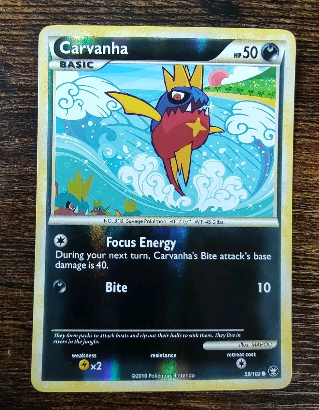 Pokemon Carvanha 59/102 HeartGold & Soulsilver Triumphant Reverse Holo NM
