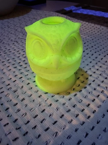 # RARE Fenton Owl Lime Green Fairy Lamp Glowing Uranium Glass Custard