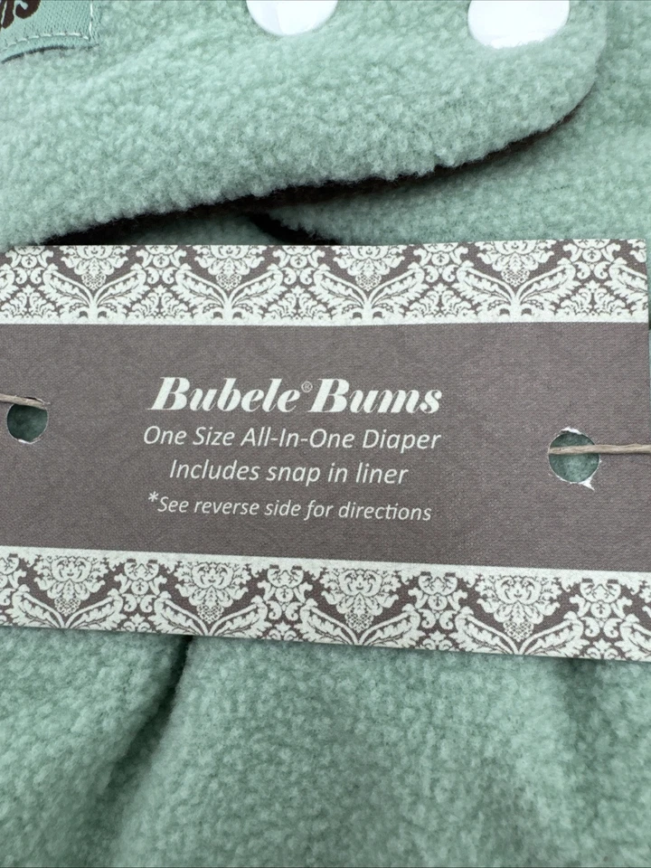 2 Bubele Bums One Size Reusable Cloth Diapers Cover with Insert Sage Bamboo - Image 2 of 4