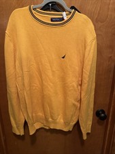 Nautica Men's 100 Cotton Crew Neck Sweater Size XL Color 70G Old Gold NWT