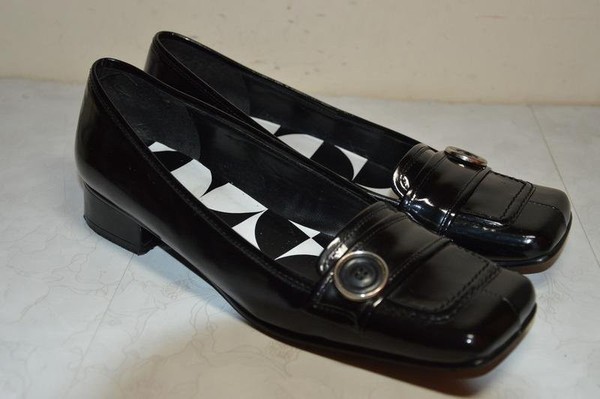 Women Nine West Heels Black Leather 39 #BE7B