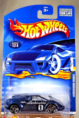 2001 Hot Wheels ERROR #124 LAMBORGHINI DIABLO /  LAMBORGHINI COUNTACH Packaged