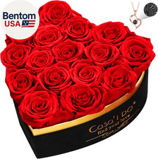 Preserved Roses Flowers for Delivery 16 Pcs, Forever Flores in Heart Box with Ne